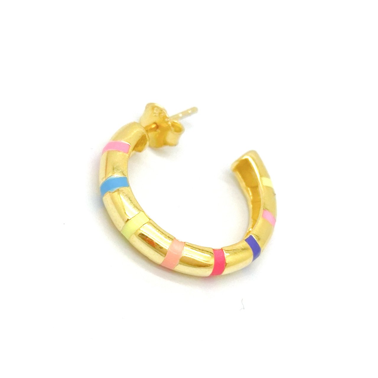 Gümüş Çizgili Halka Küpe -adet-