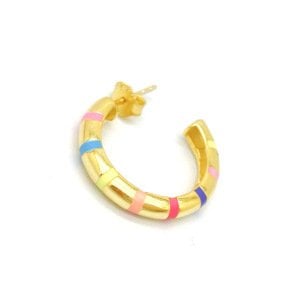 Gümüş Çizgili Halka Küpe -adet-