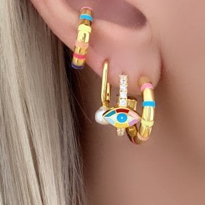 Gümüş Gold Halka Göz Küpe -adet-