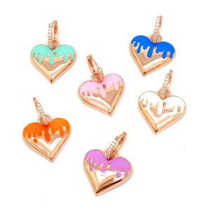 Renkli Mineli Kalp Küpe -adet-