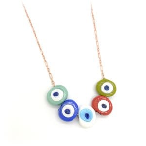 Renkli Nazar Boncuklu Zincir -60 cm-