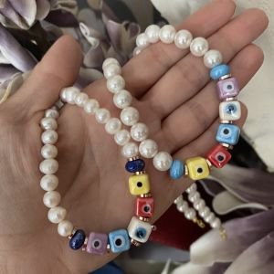 Seramik Nazar Boncuklu İnci Kolye