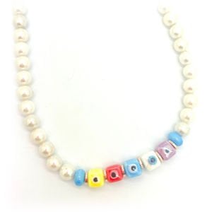 Seramik Nazar Boncuklu İnci Kolye