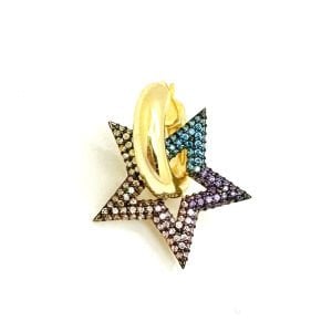 Gümüş Renkli Taşlı Yıldız Küpe -adet-