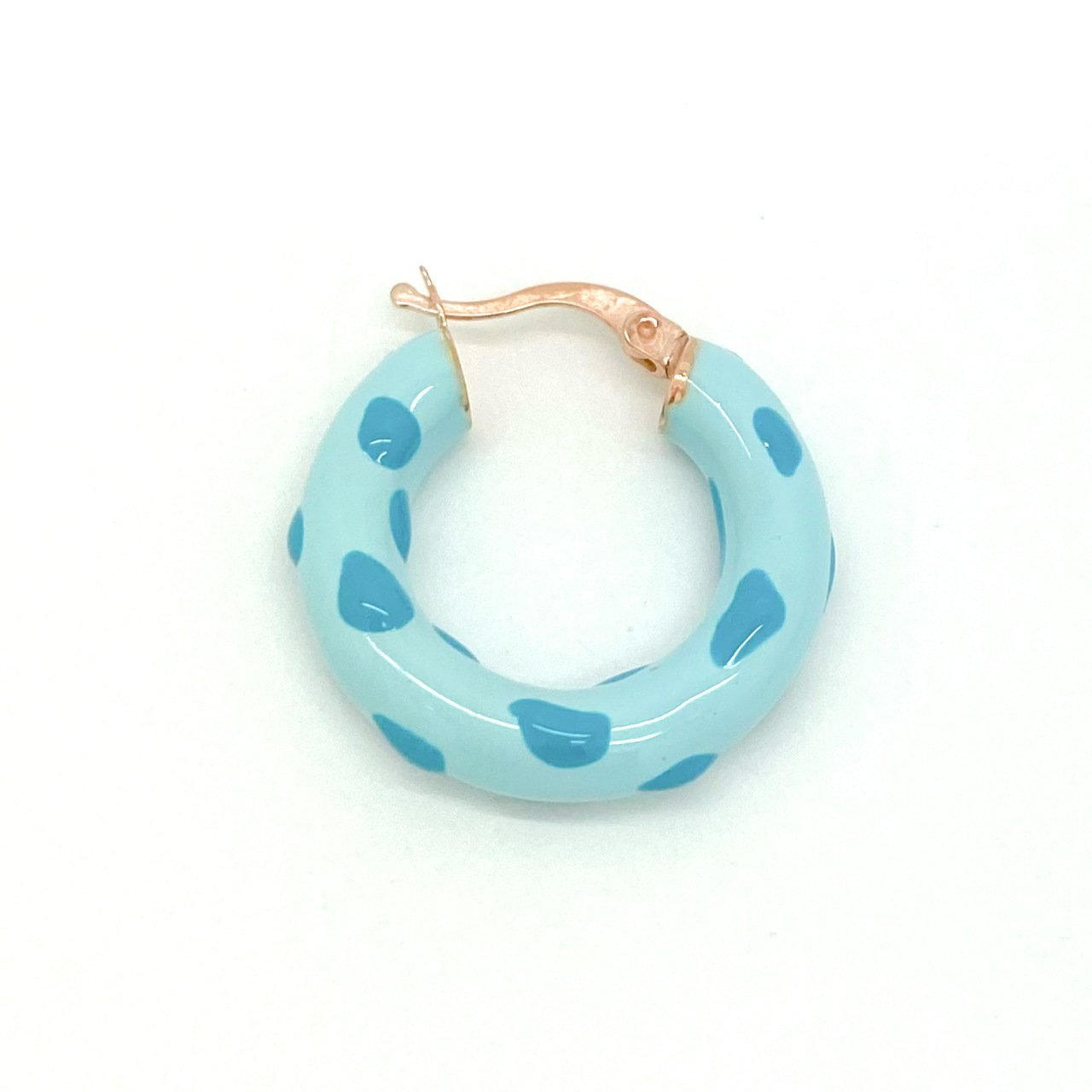 Mavi Puantiyeli Halka Küpe -adet- 2 cm