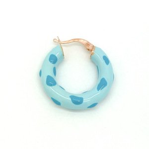 Mavi Puantiyeli Halka Küpe -adet- 2 cm
