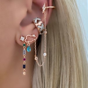 Gümüş Rose Kıkırdaklı Bulut Küpe -adet-