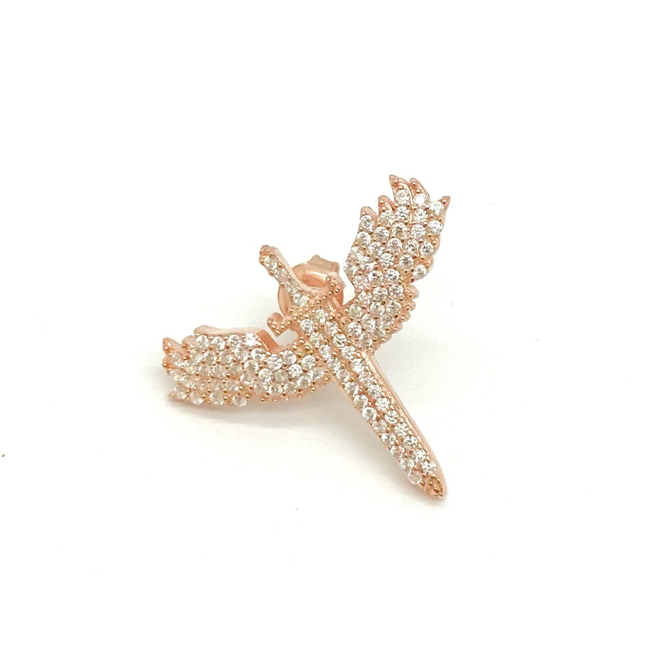 Gümüş Rose Taşlı Melek Küpe -adet-