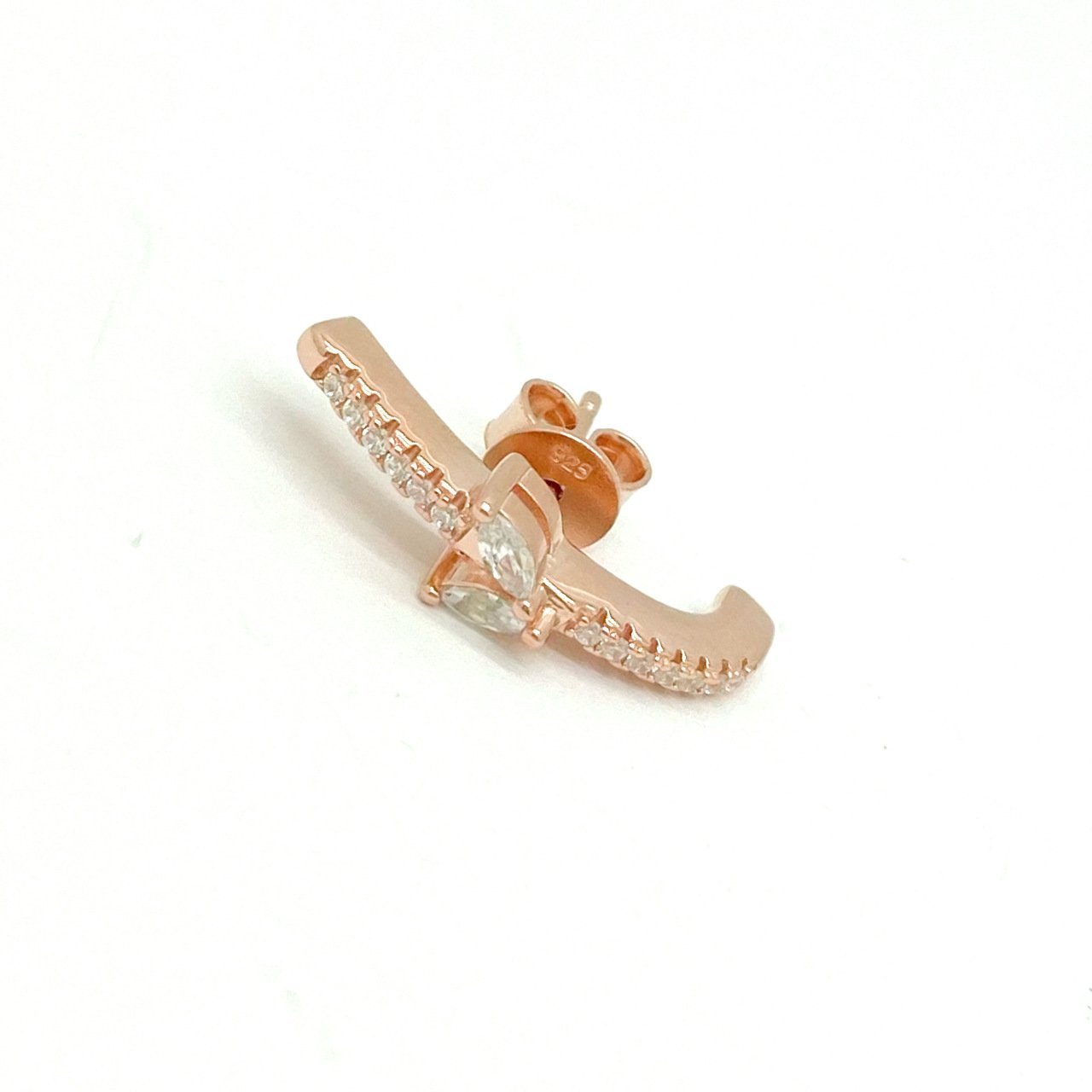 Gümüş Rose Taşlı Çengel Küpe -adet-