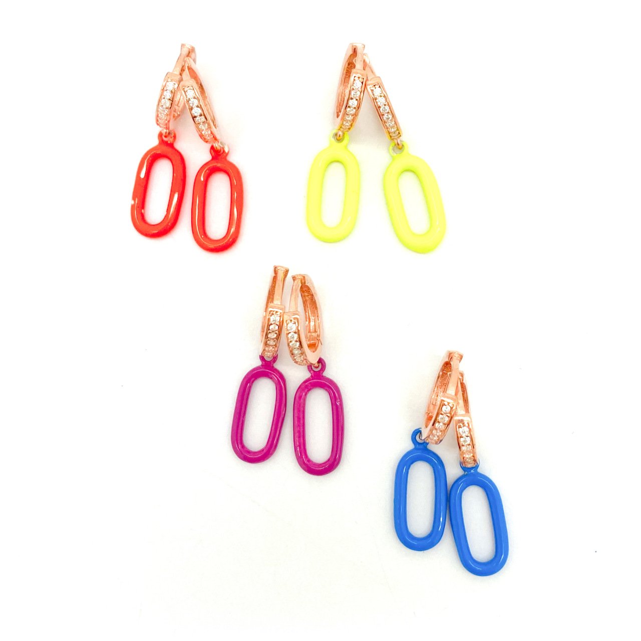 Minik Neon Renkli Oval Küpe -Tek-