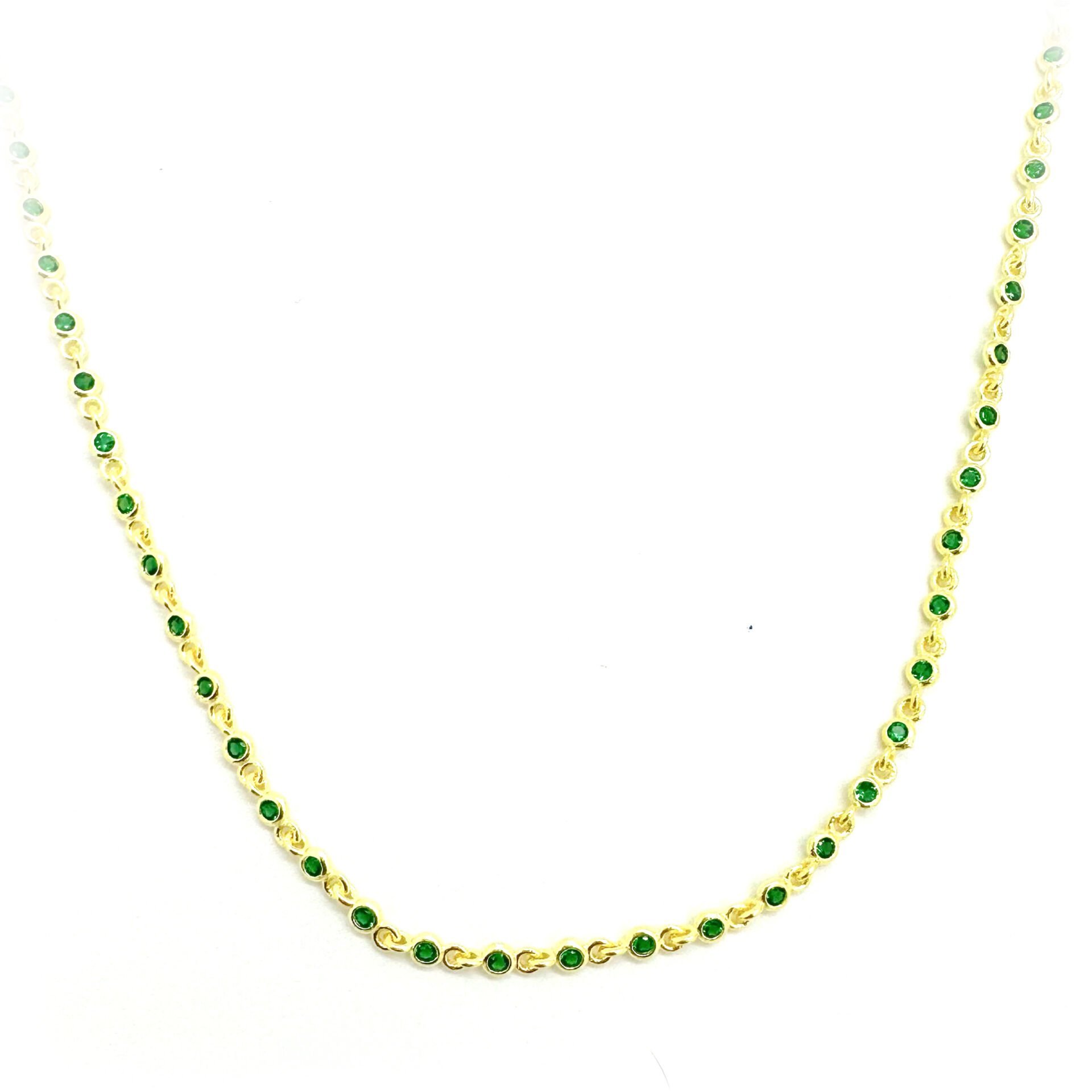 Yeşil Taşlı Zincir Kolye