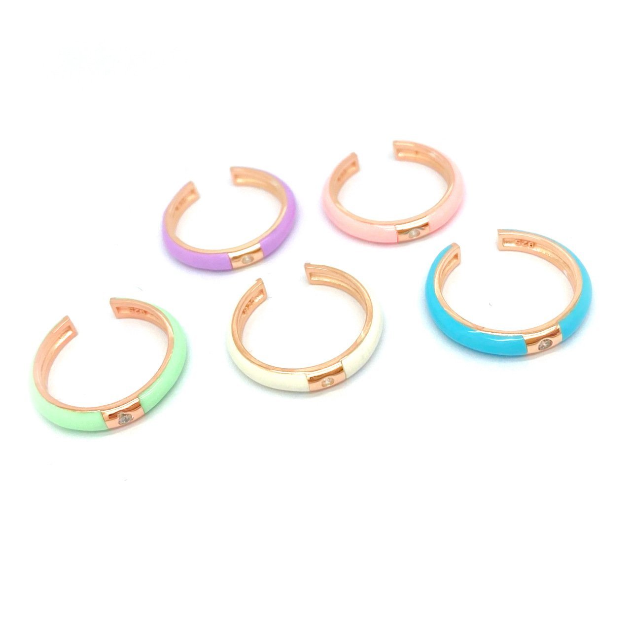 Pastel Renkli Mineli Yüzük