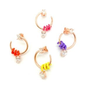 Mineli Tek Taş Yuvarlak Küpe -Tek-