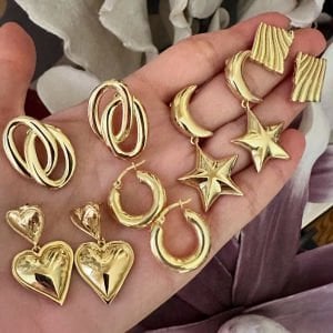 Gümüş Gold Kare Küpe -adet- 2,5 cm