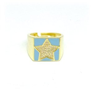 Mavi Mineli Yıldız Yüzük